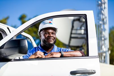 Utility worker smiling